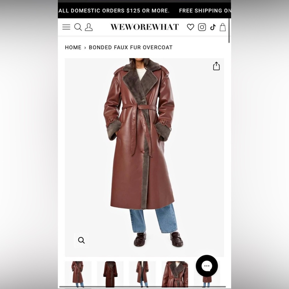 WeWoreWhat Brown Faux Leather Trench Coat